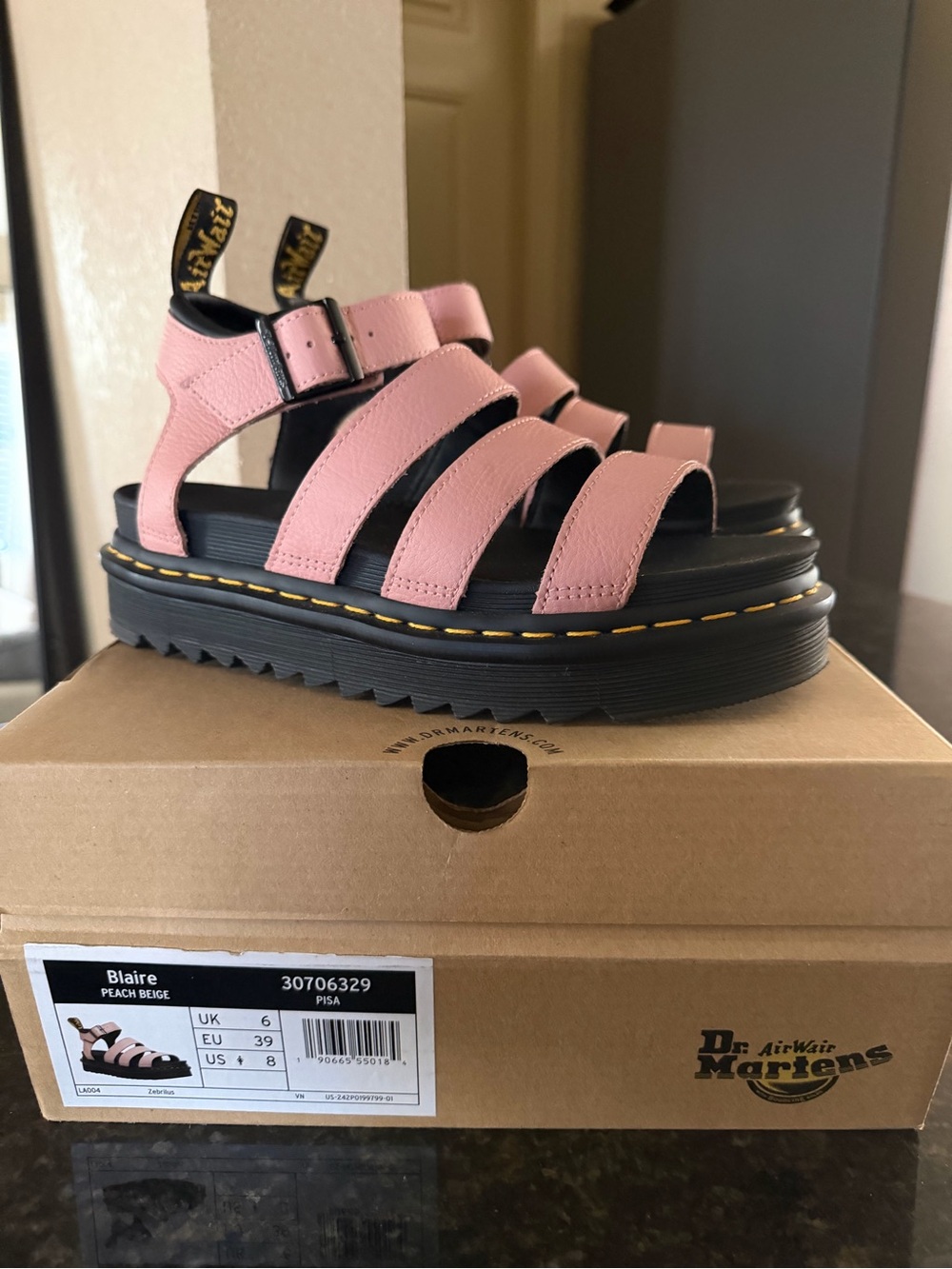 Dr. Martens Blaire Sandals in Pink and Black